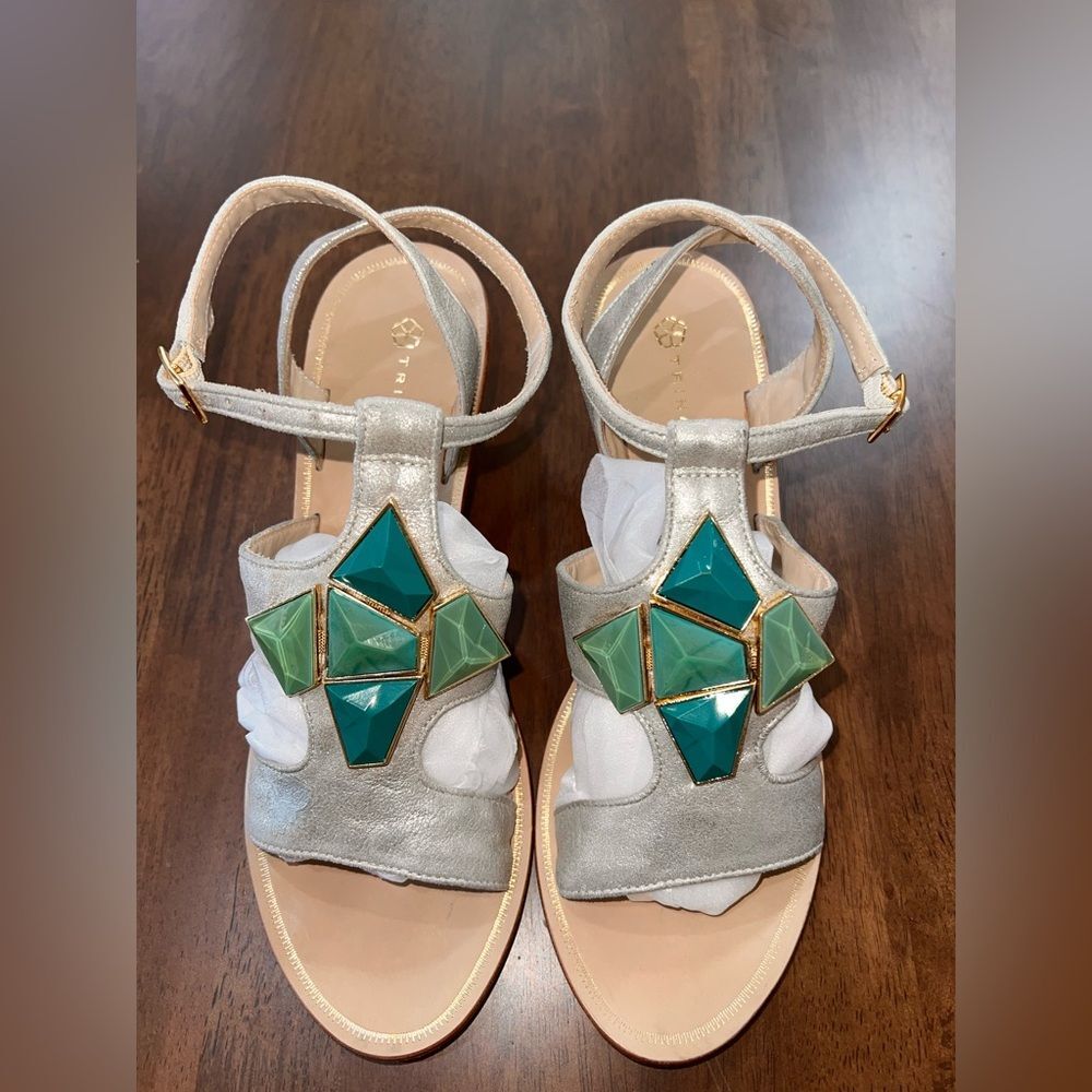 Trina Turk Kitten Heel Sandals Sz. 9.5. Genuine leather.